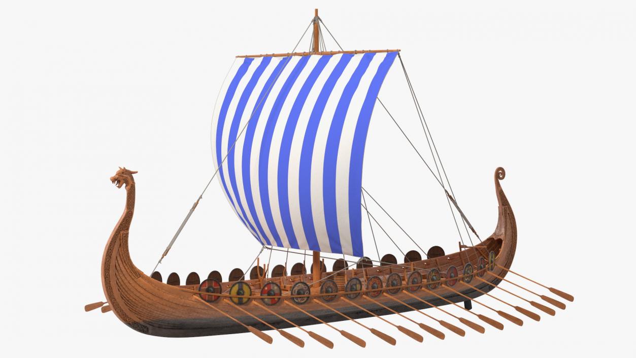 Viking Drakkar Sail Blue 3D model