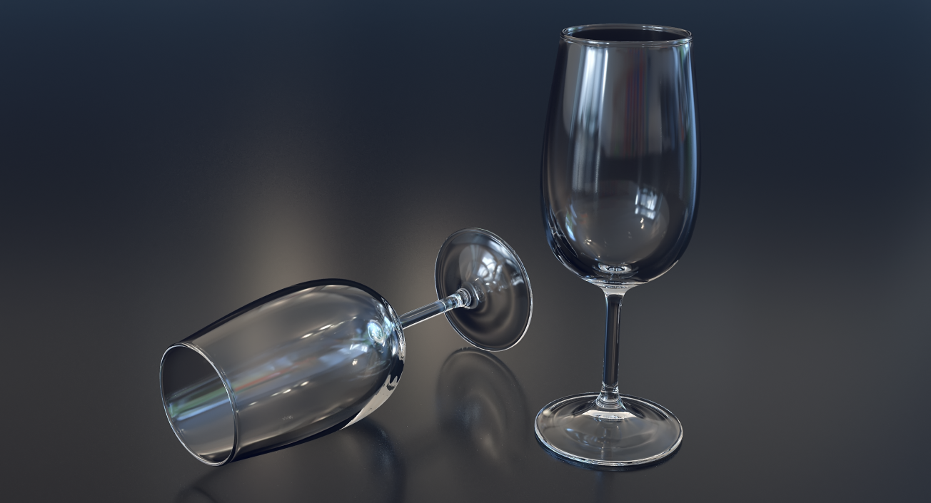 3D White Wine Glass