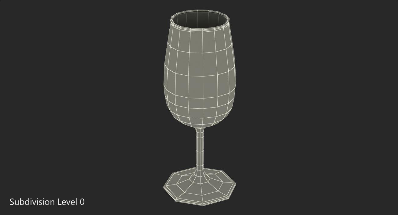 3D White Wine Glass