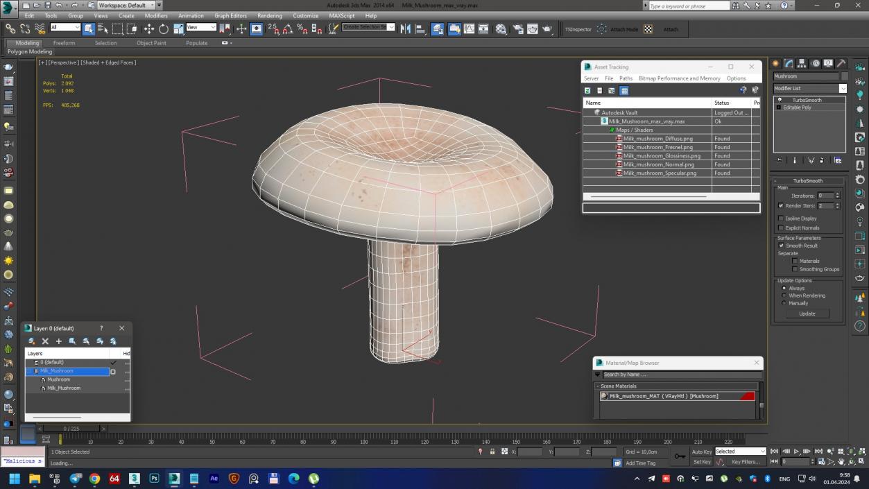 3D Milk Mushroom model