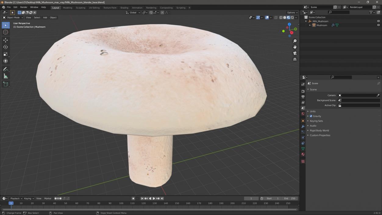 3D Milk Mushroom model