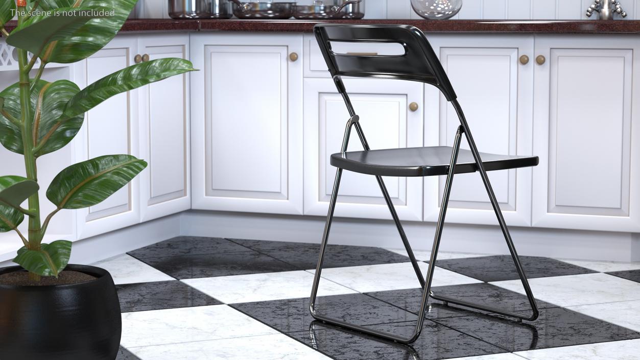 Plastic Folding Chair Black 3D