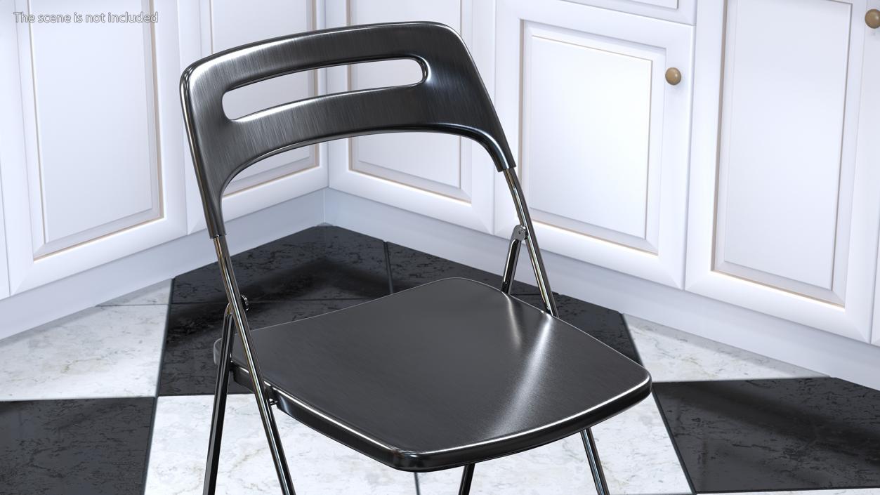 Plastic Folding Chair Black 3D