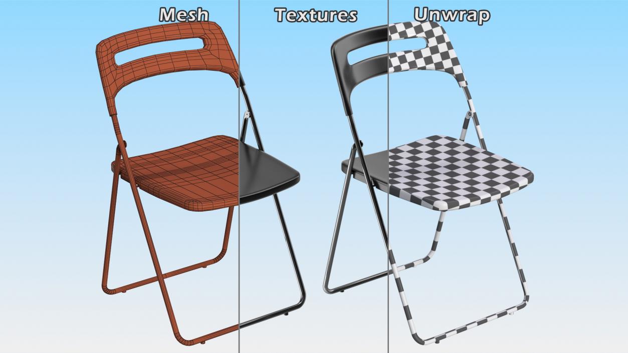 Plastic Folding Chair Black 3D