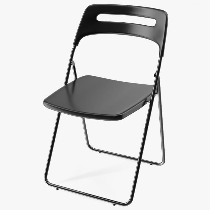 Plastic Folding Chair Black 3D