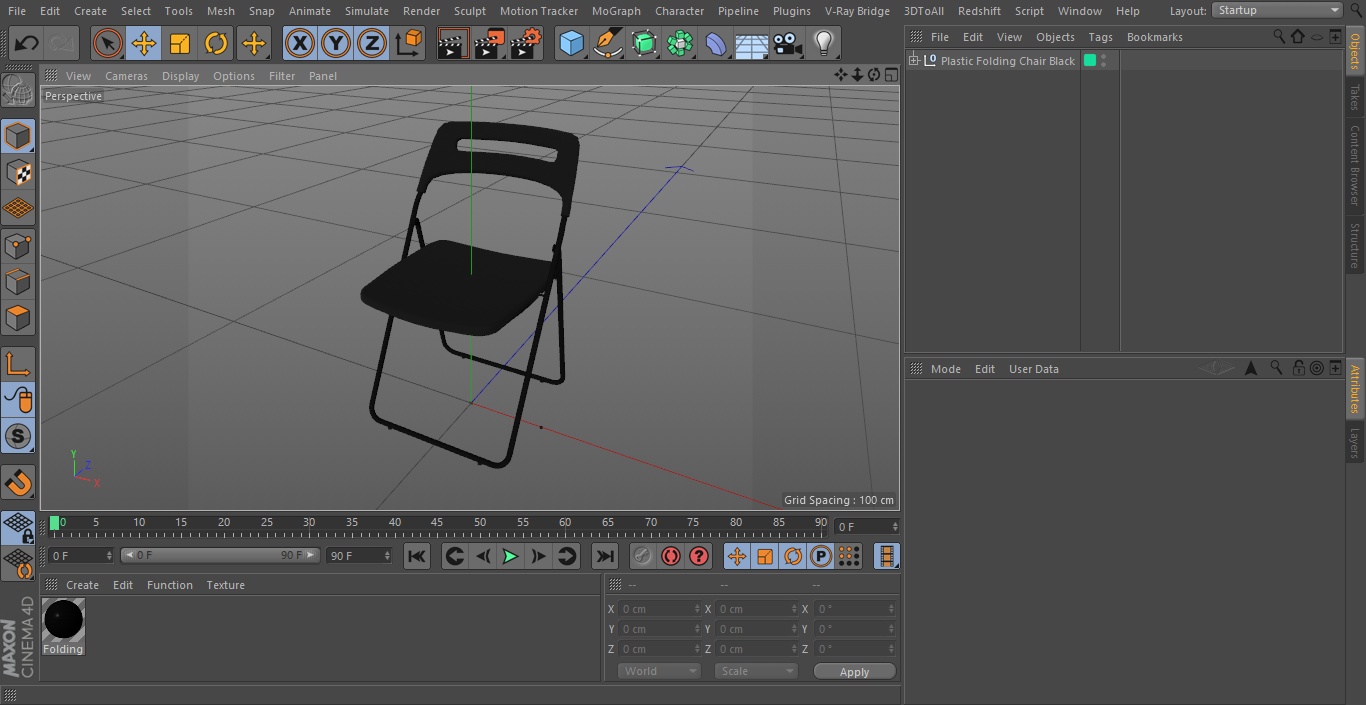 Plastic Folding Chair Black 3D