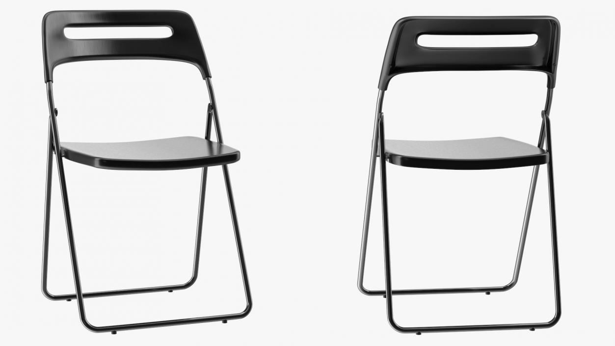 Plastic Folding Chair Black 3D