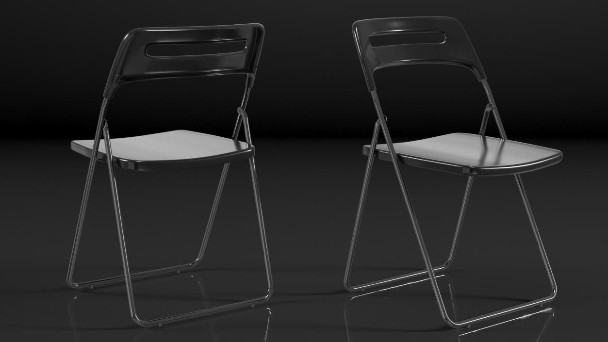 Plastic Folding Chair Black 3D