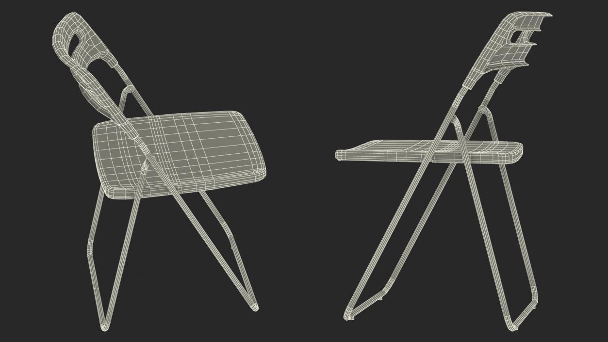 Plastic Folding Chair Black 3D