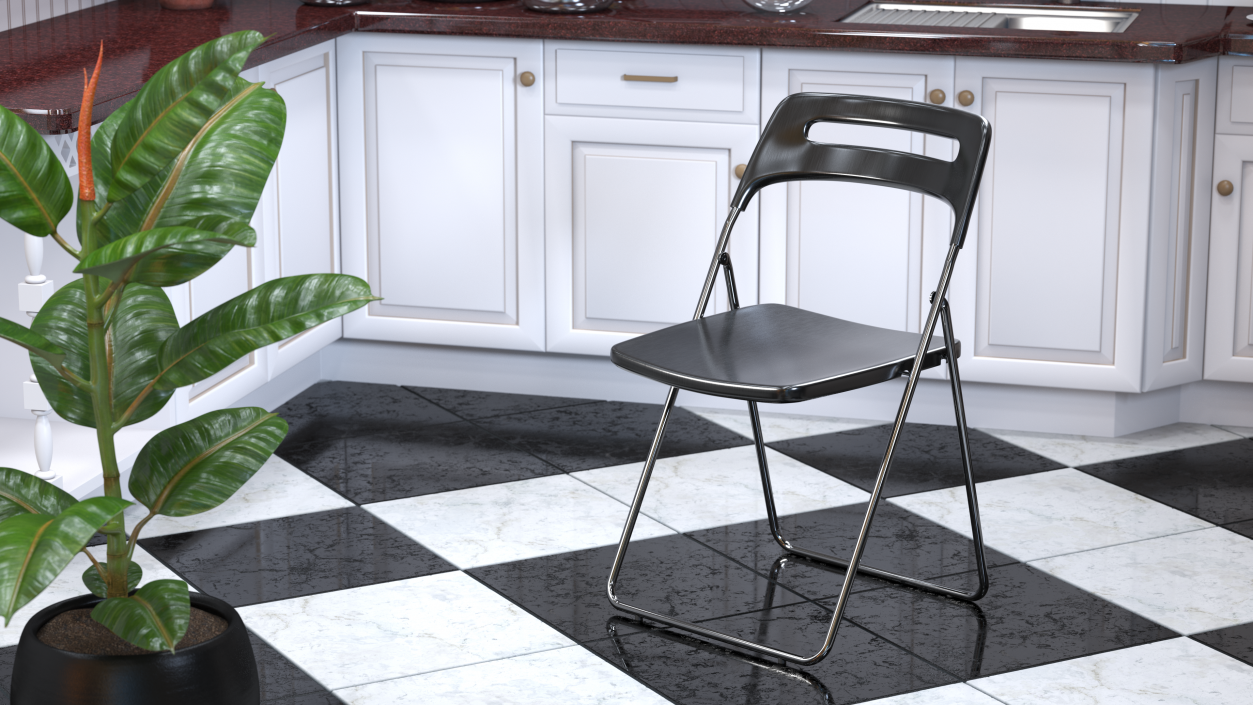 Plastic Folding Chair Black 3D