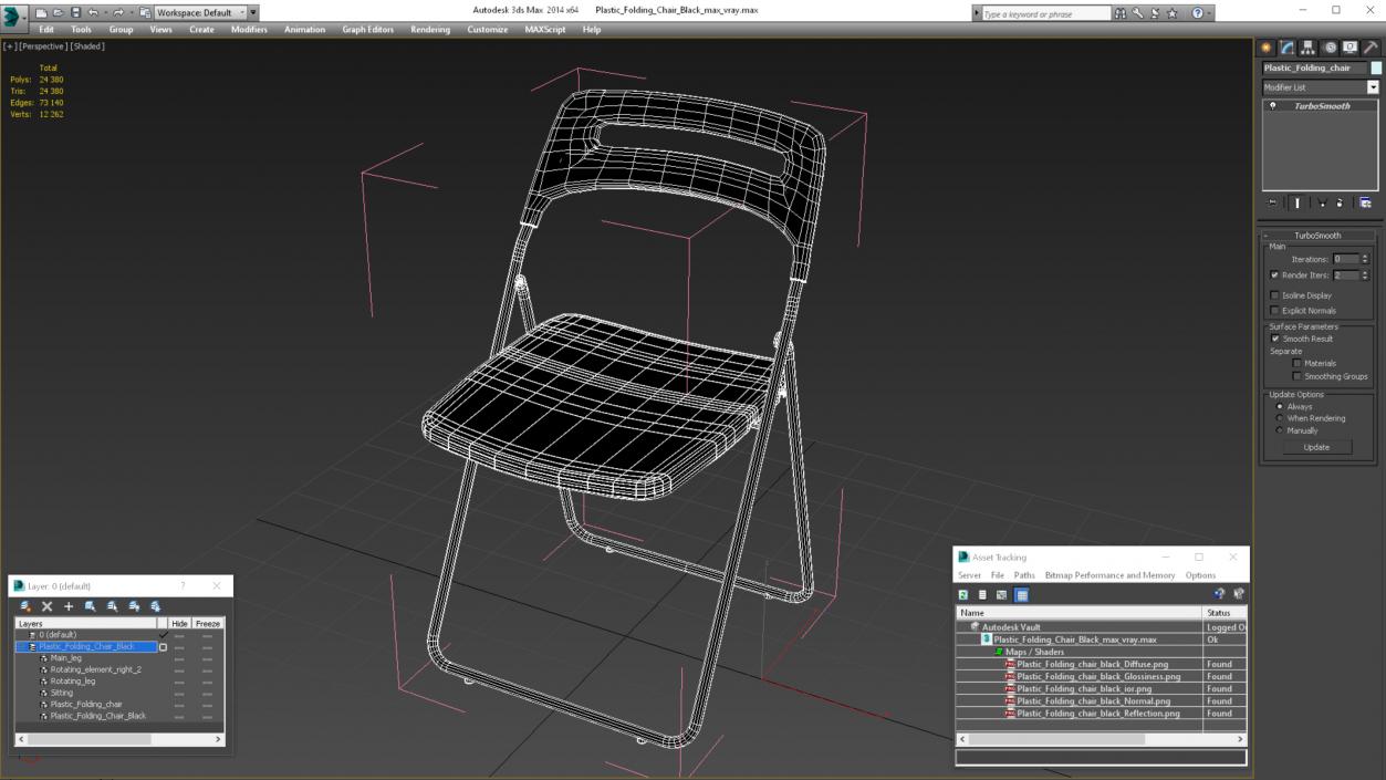 Plastic Folding Chair Black 3D