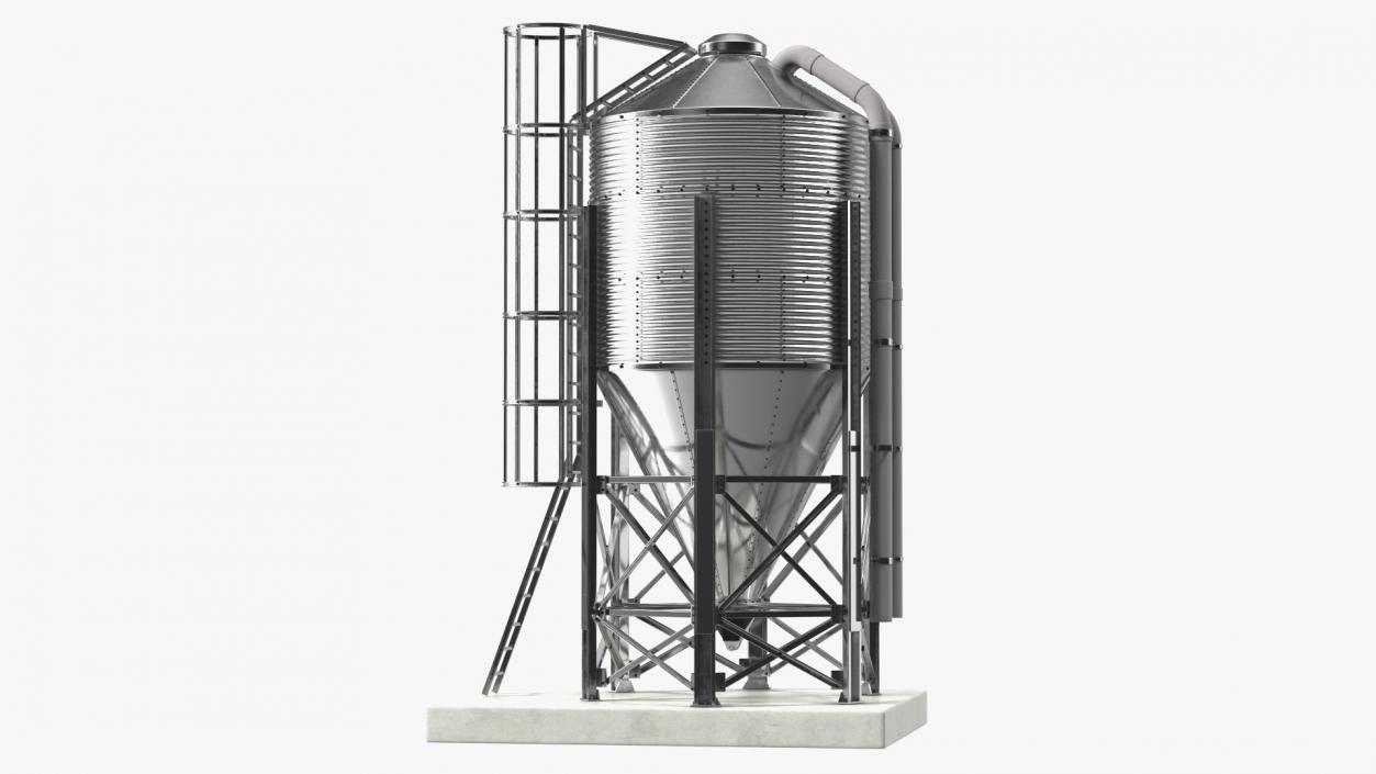 Galvanized Feed Storage Bin 3D