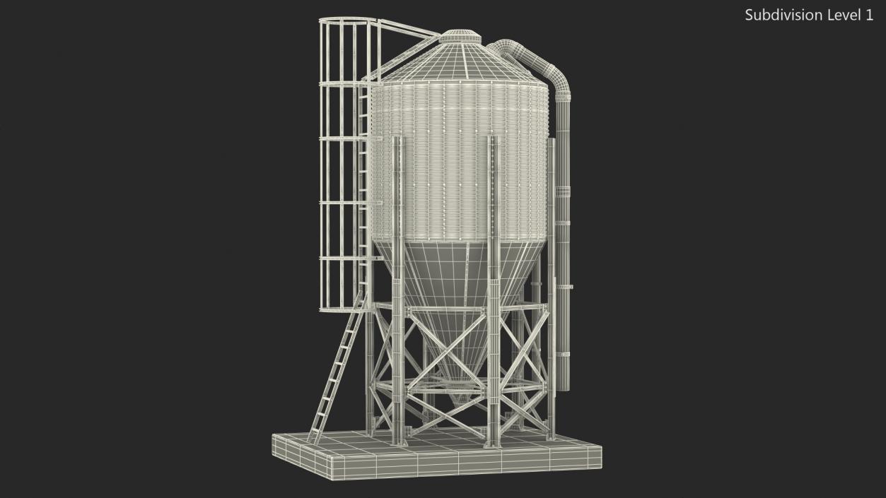 Galvanized Feed Storage Bin 3D