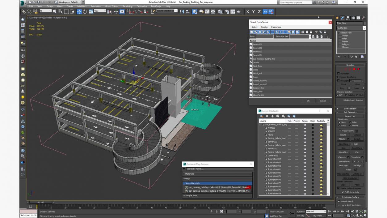 Car Parking Building Fur 3D model