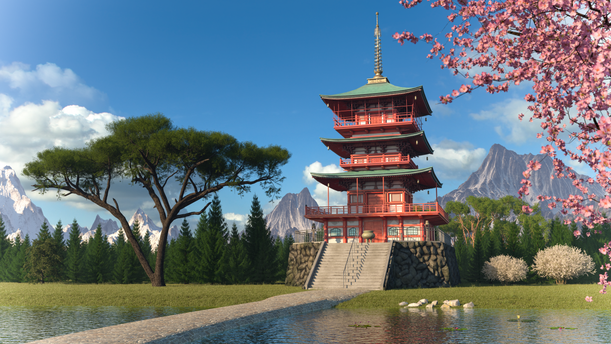 3D model Japanese Temple