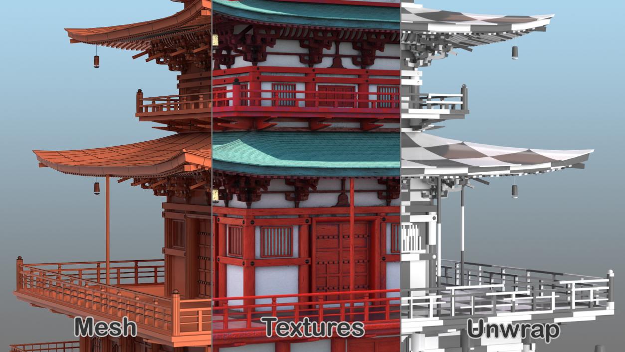 3D model Japanese Temple