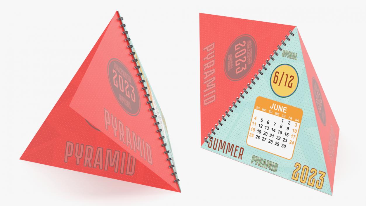 3D Pyramid Table Spiral Calendar Mockup