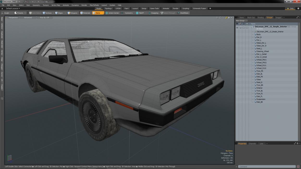 3D DeLorean DMC-12 Simple Interior