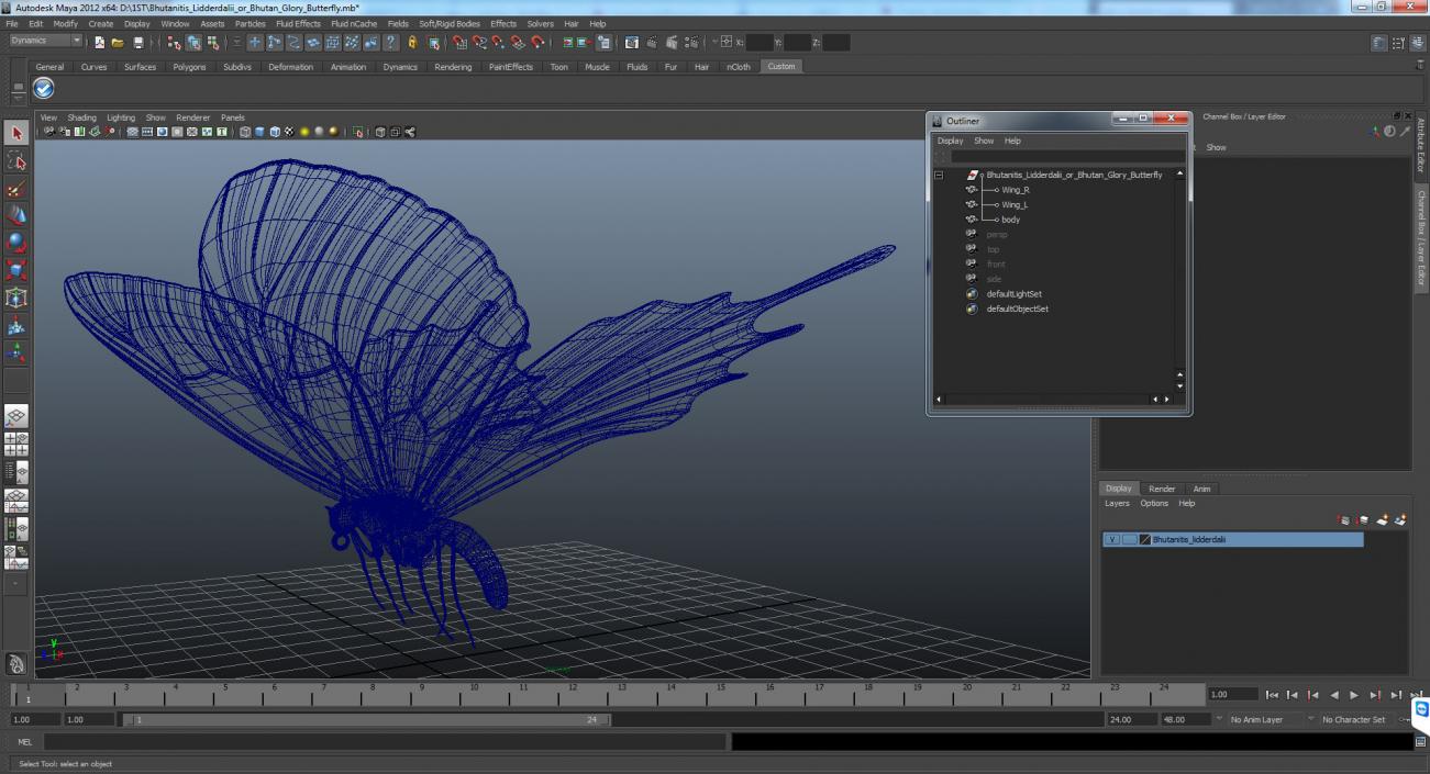 3D Bhutanitis Lidderdalii or Bhutan Glory Butterfly model