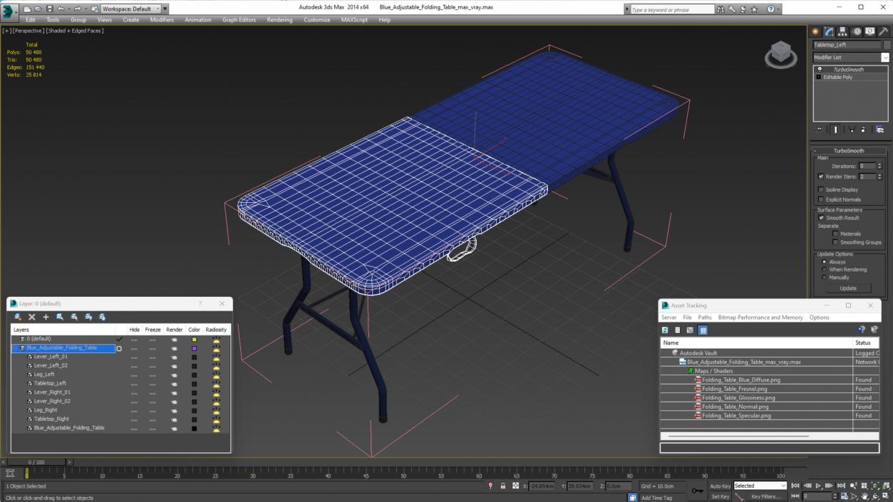 Blue Adjustable Folding Table 3D model