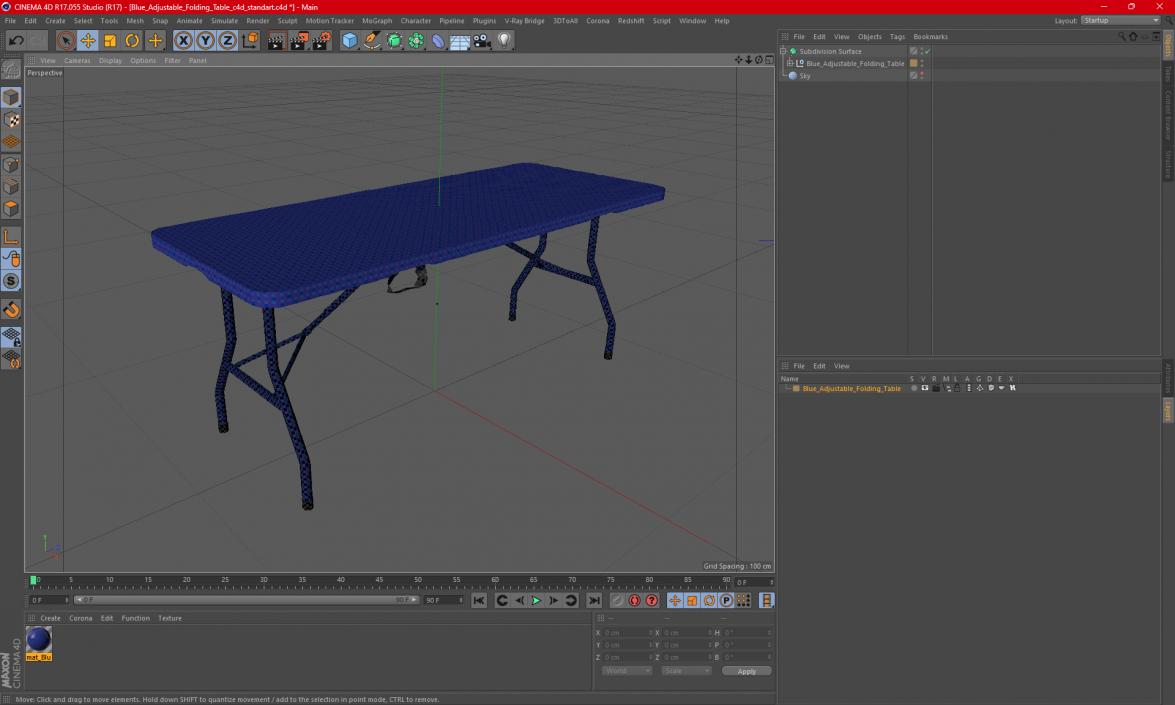 Blue Adjustable Folding Table 3D model