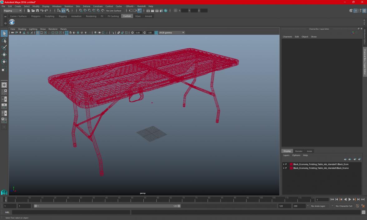 Blue Adjustable Folding Table 3D model