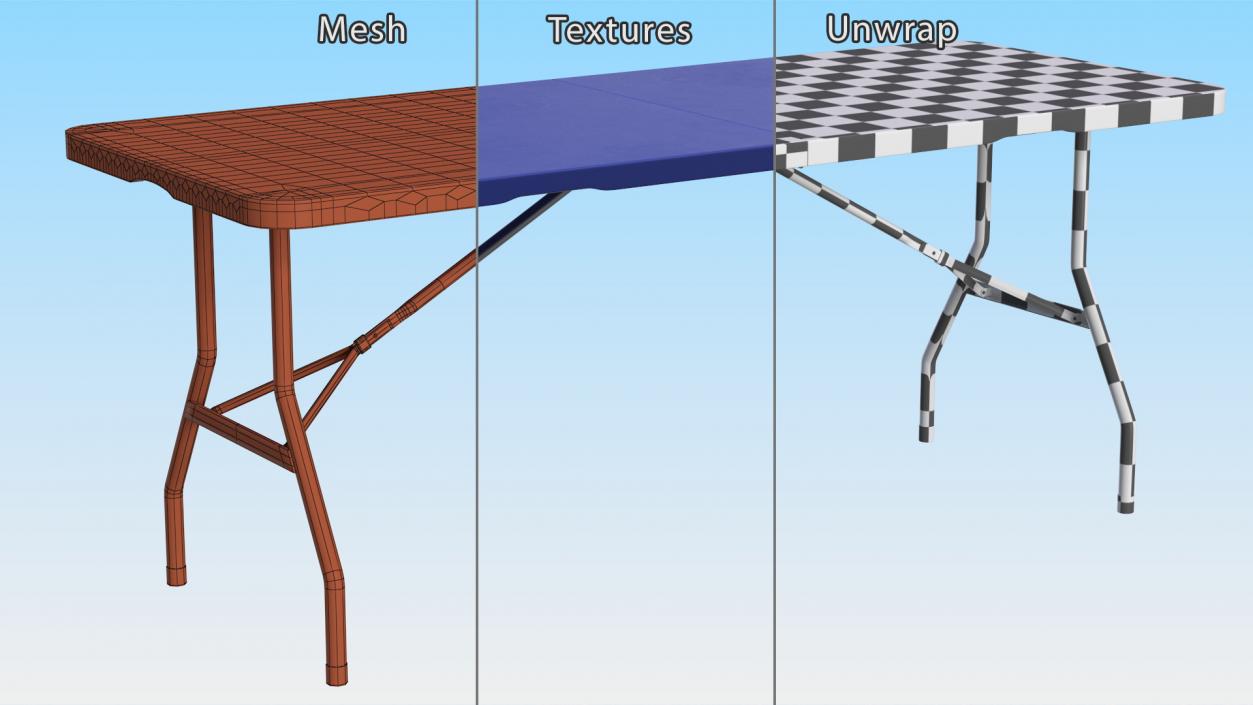 Blue Adjustable Folding Table 3D model