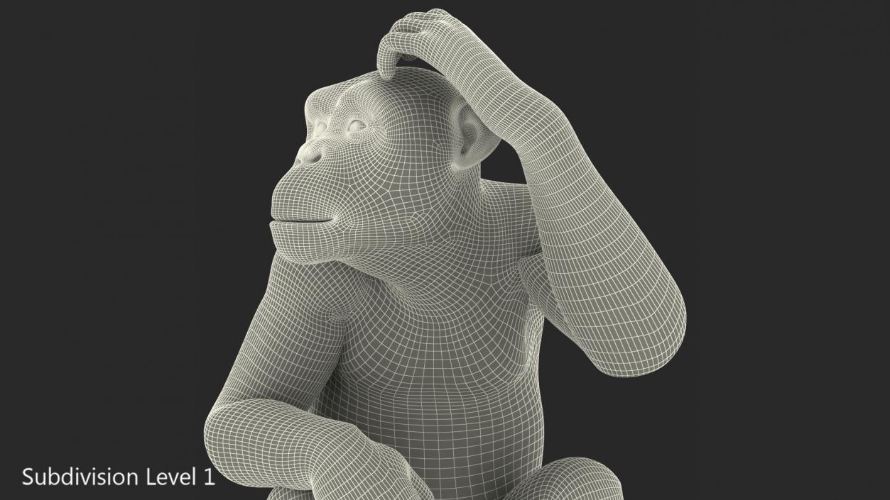 3D Dark Chimpanzee Sitting model