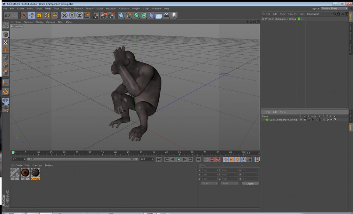 3D Dark Chimpanzee Sitting model
