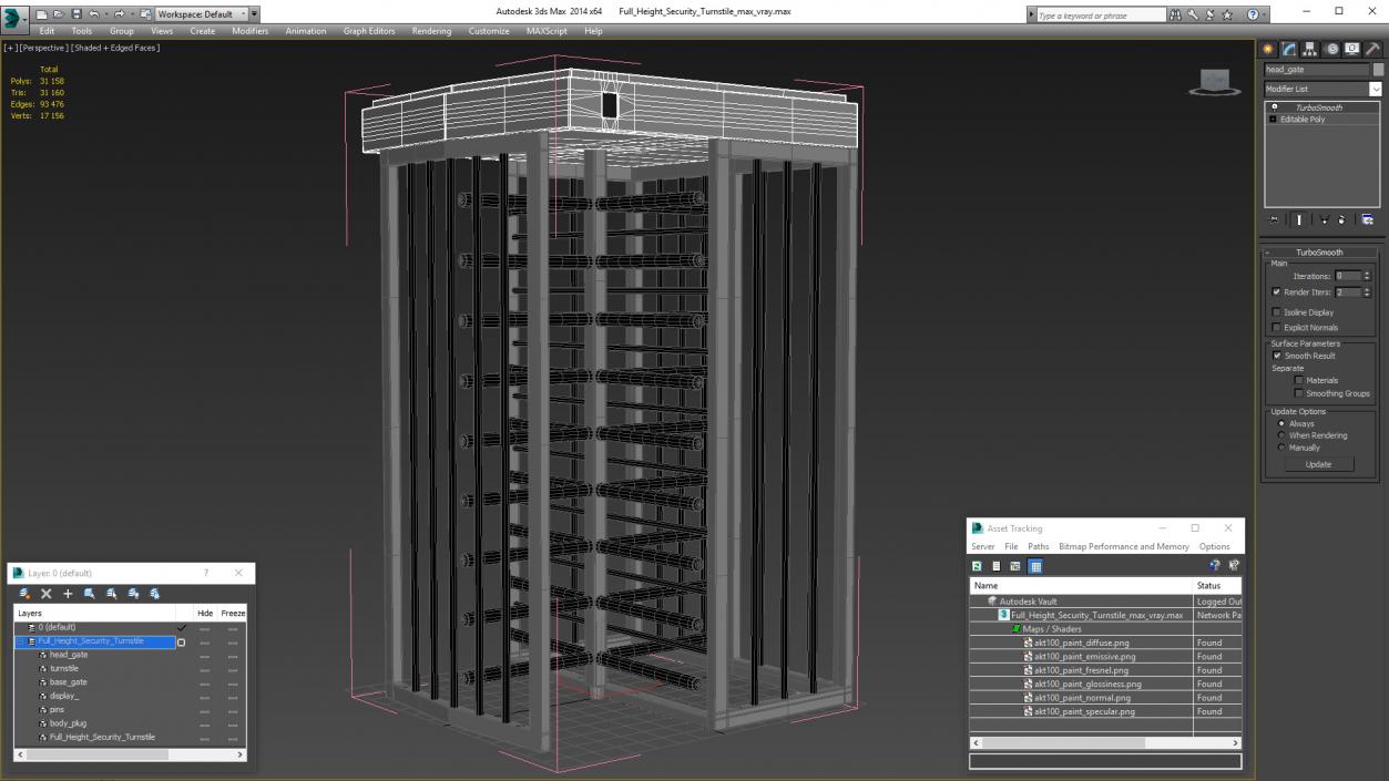 3D model Full Height Security Turnstile