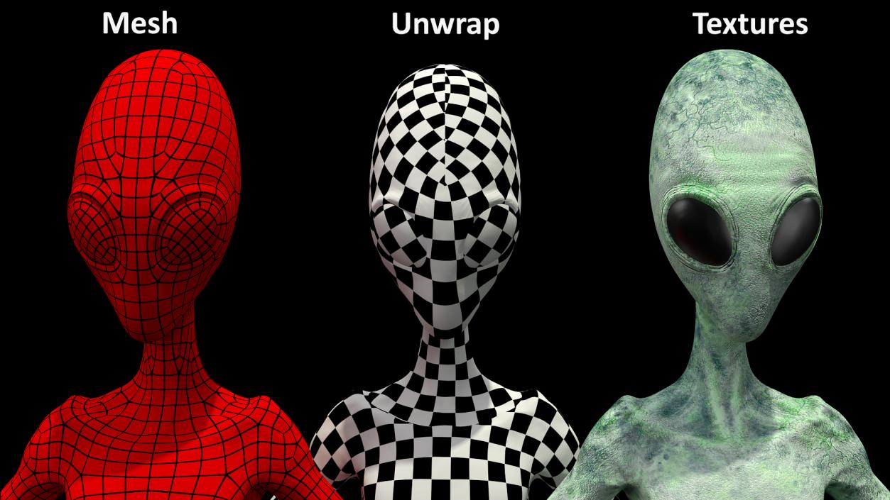 3D Green Alien Rigged model