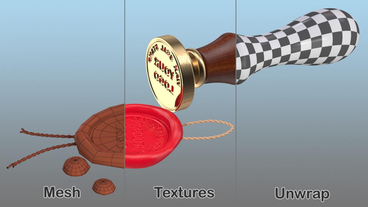 3D Wax Seal Stamp Monogram model