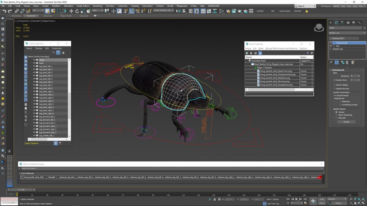 3D Mud Beetle Dirty Rigged model