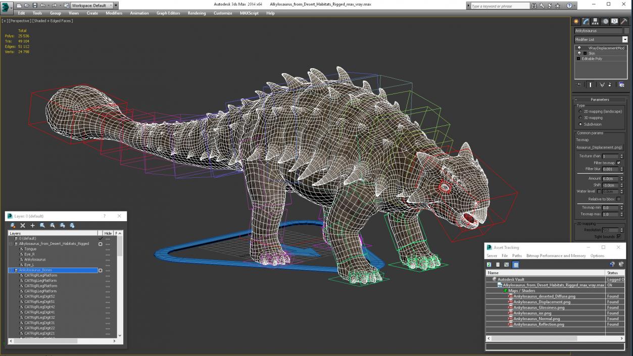 3D model Ankylosaurus from Desert Habitats Rigged