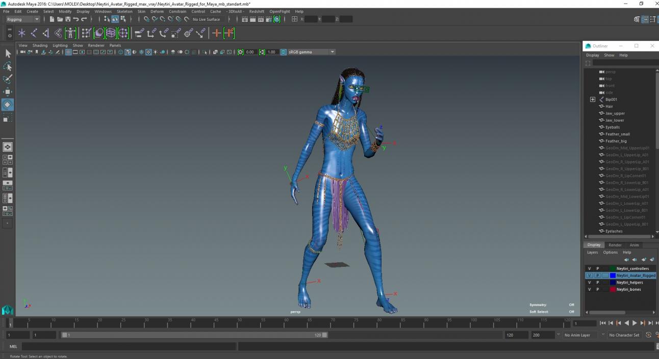 3D model Neytiri Avatar Rigged for Maya