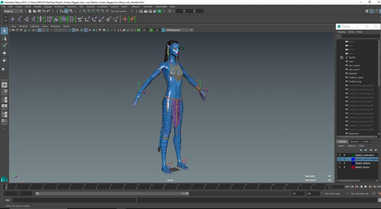 3D model Neytiri Avatar Rigged for Maya