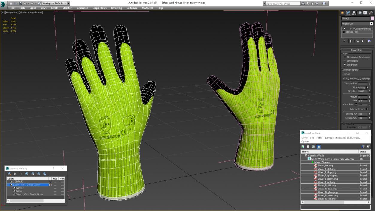 Safety Work Gloves Green 3D model