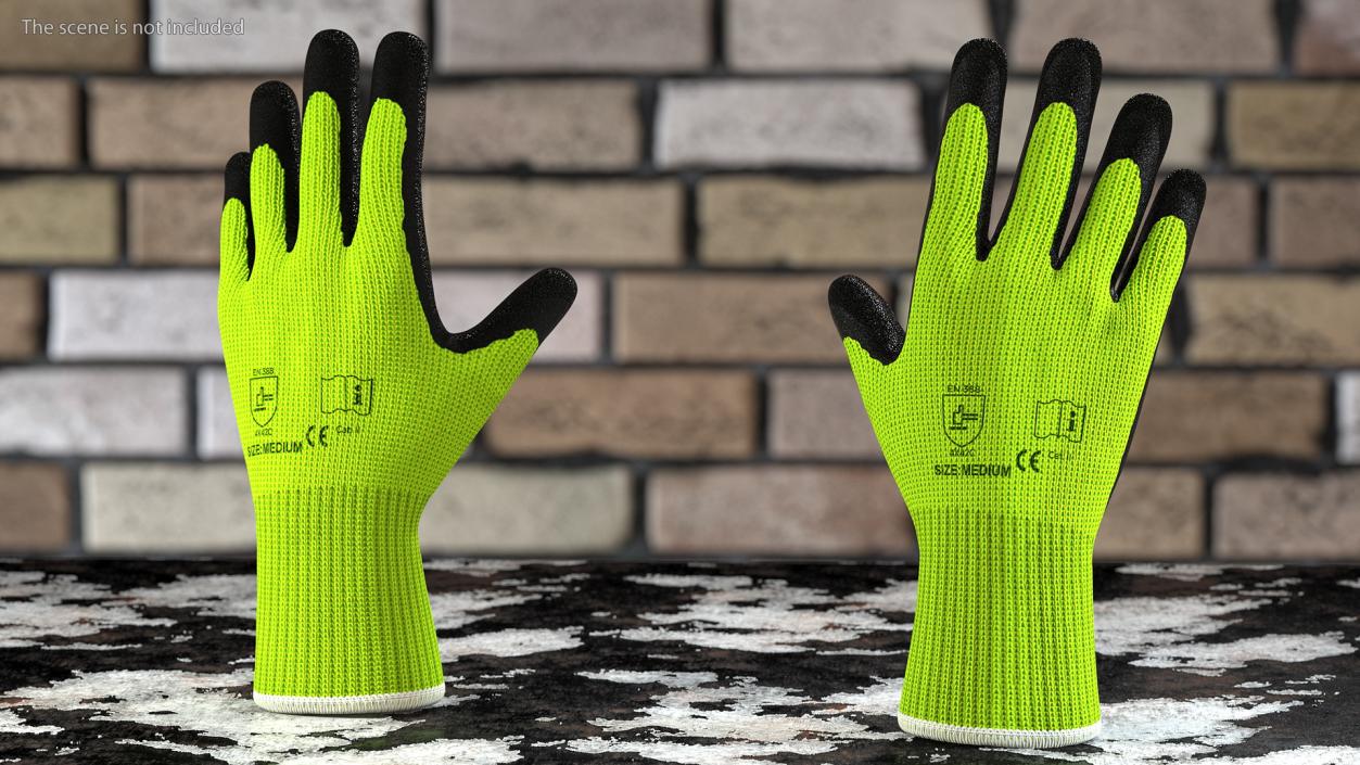 Safety Work Gloves Green 3D model