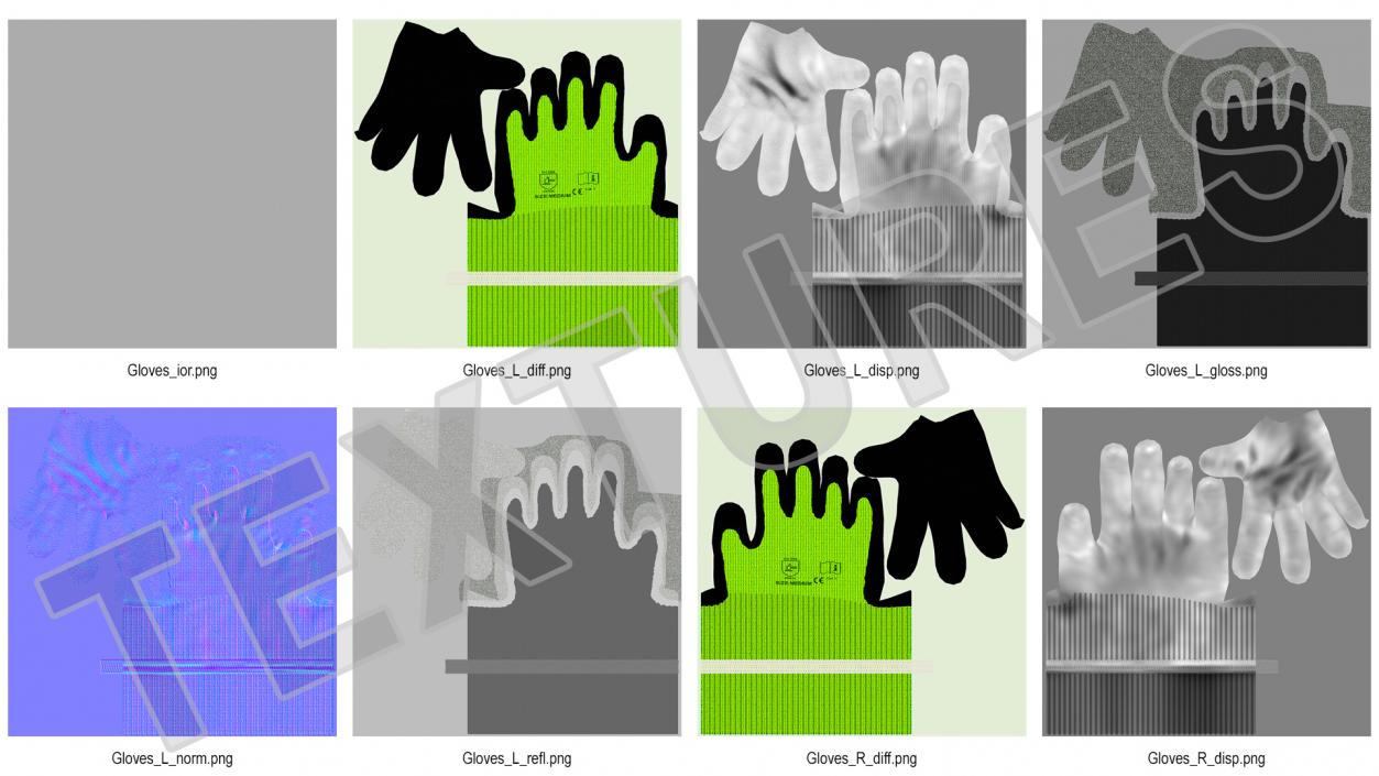 Safety Work Gloves Green 3D model