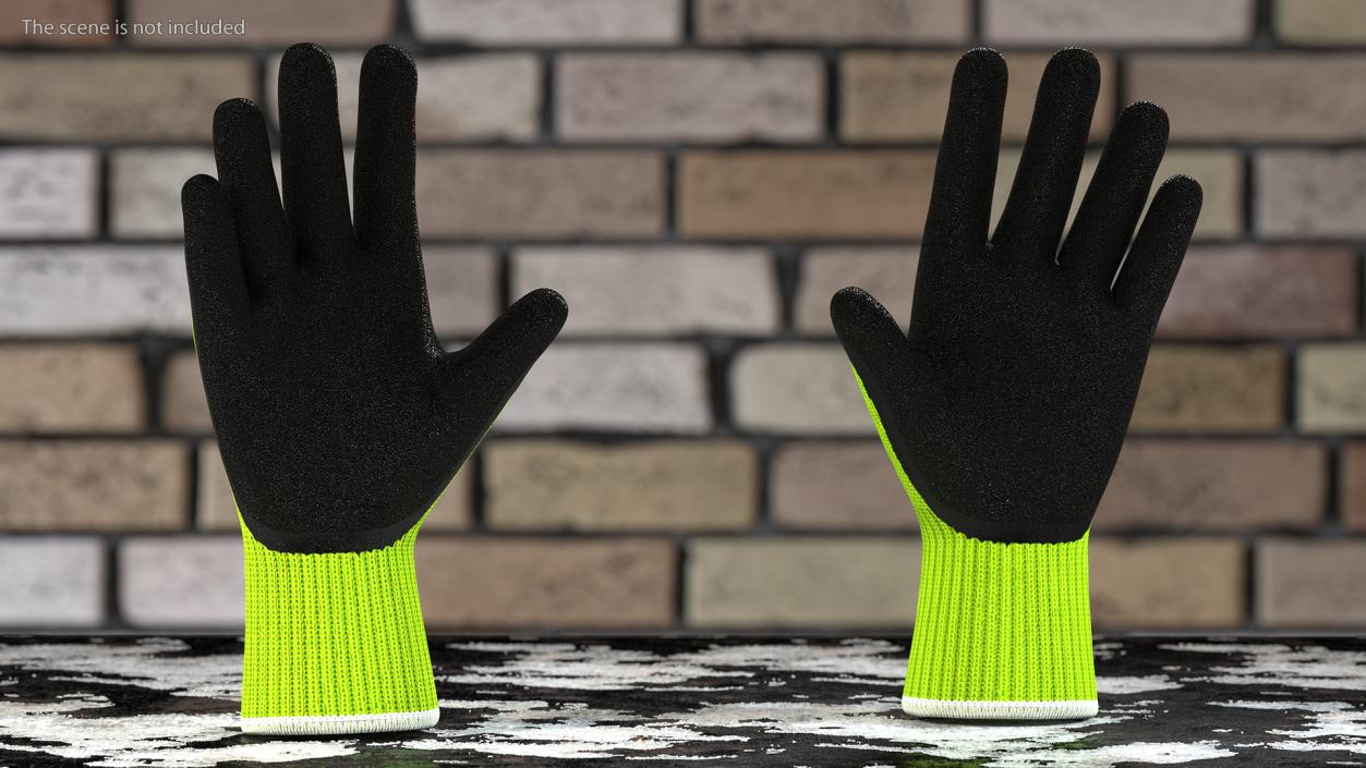 Safety Work Gloves Green 3D model