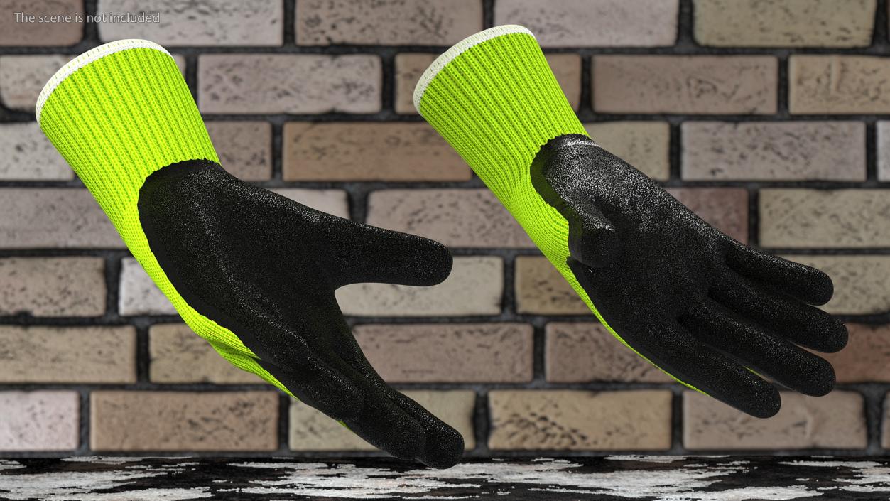 Safety Work Gloves Green 3D model