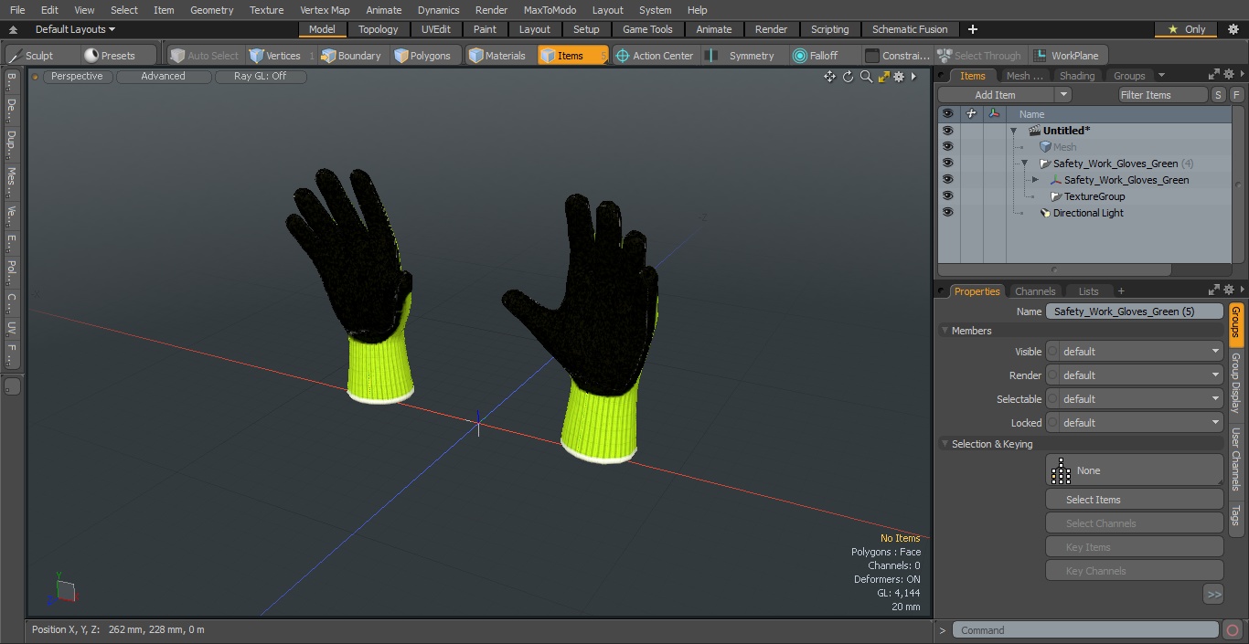 Safety Work Gloves Green 3D model