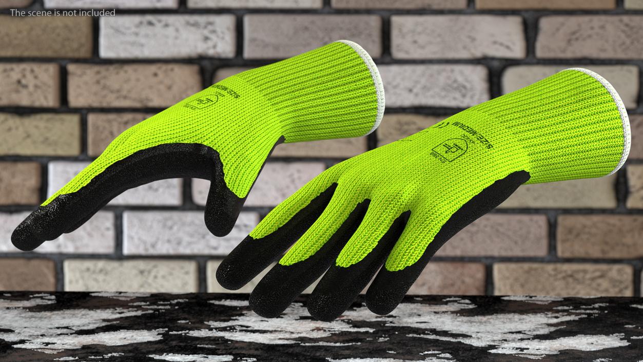 Safety Work Gloves Green 3D model