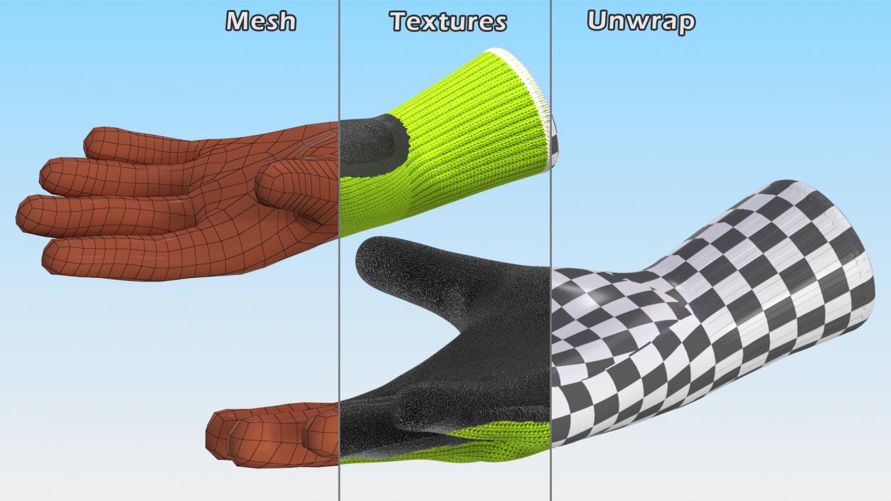 Safety Work Gloves Green 3D model