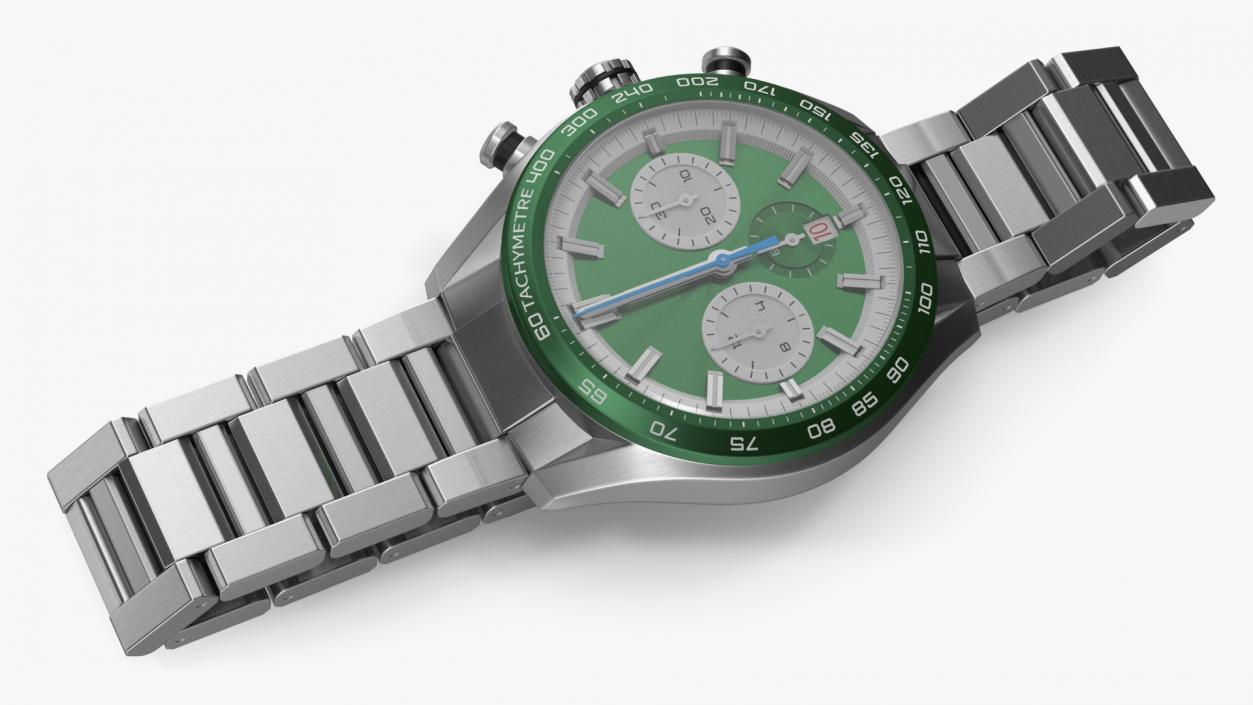 Dial Green Watch Open Strap 3D