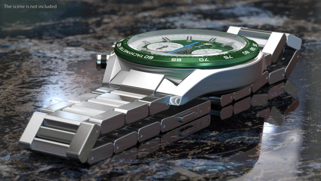 Dial Green Watch Open Strap 3D