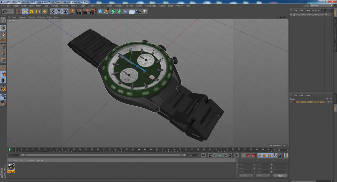 Dial Green Watch Open Strap 3D