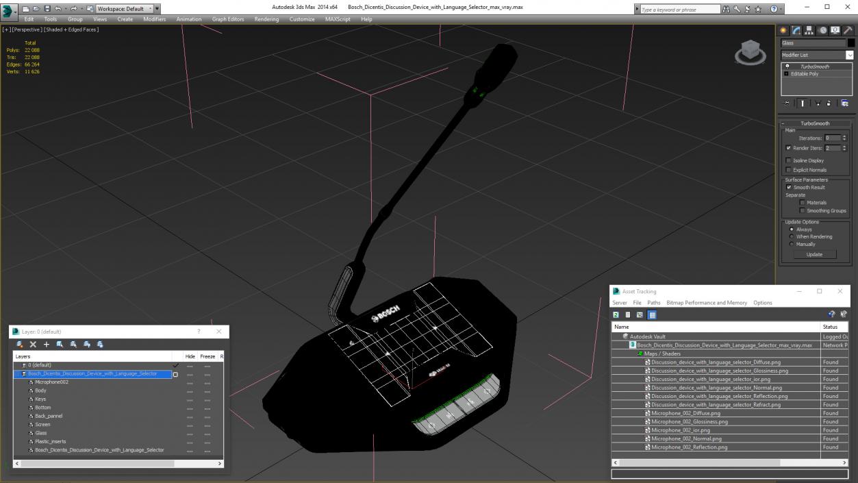 3D model Bosch Dicentis Discussion Device with Language Selector