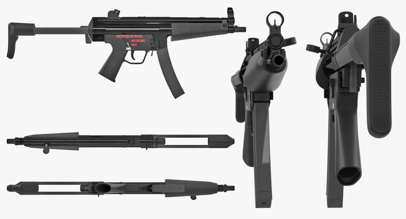 3D MP5A3 with Retractable Stock model