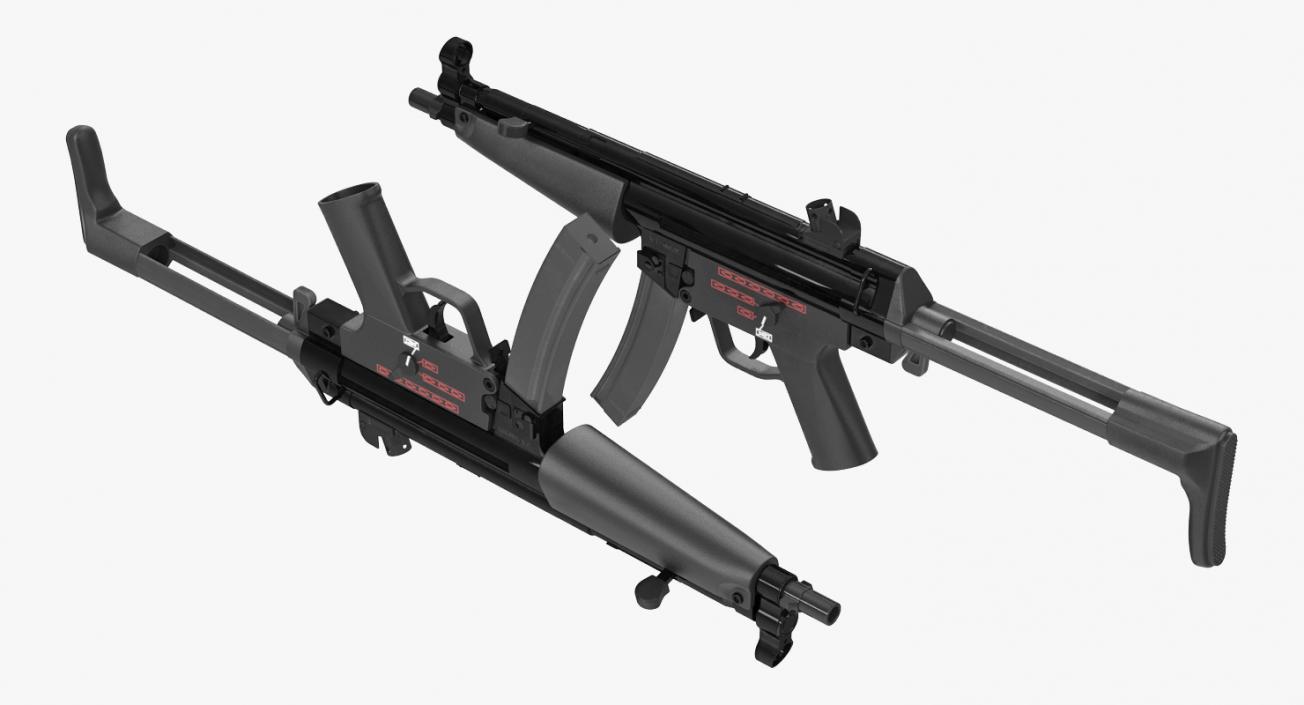 3D MP5A3 with Retractable Stock model